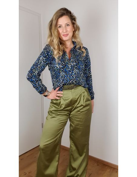 Tessuto satin di cotone - Verde muschio