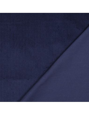 Tessuto velluto a coste cotone - Blu marino
