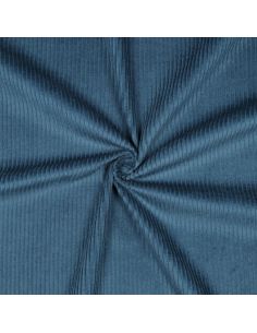 Tessuto velluto a coste di cotone - Blu petrolio