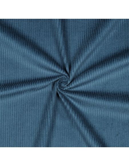 Tessuto velluto a coste di cotone - Blu petrolio