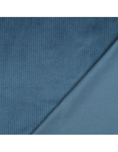 Tessuto velluto a coste di cotone - Blu petrolio
