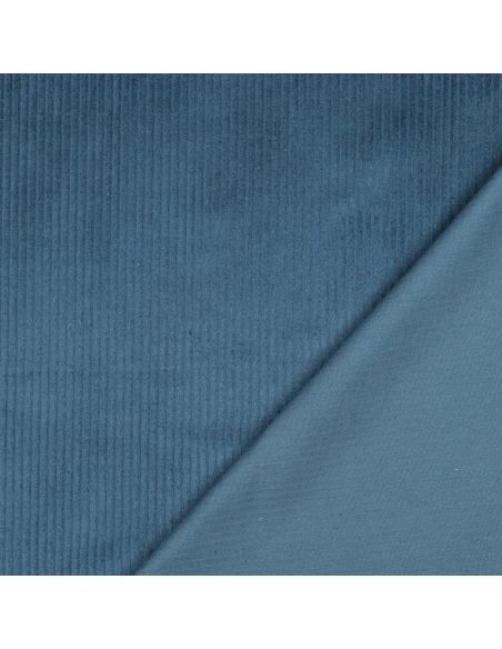 Tessuto velluto a coste di cotone - Blu petrolio