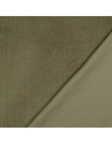 Tessuto velluto a coste di cotone - Verde militare