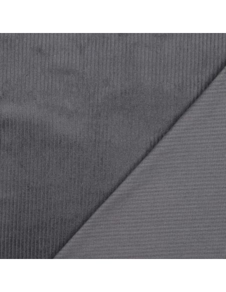 Tessuto velluto a coste di cotone - Grigio scuro
