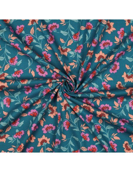 Tessuto viscosa pesante stretch Rosella - Blu petrolio