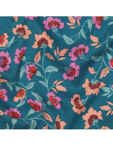 Tessuto viscosa pesante stretch Rosella - Blu petrolio