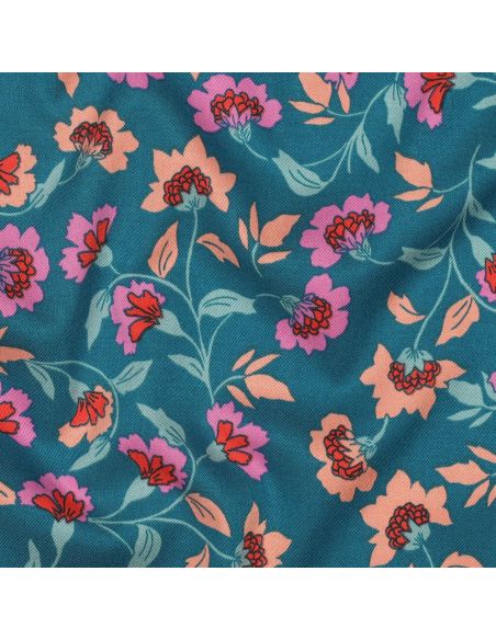 Tessuto viscosa pesante stretch Rosella - Blu petrolio