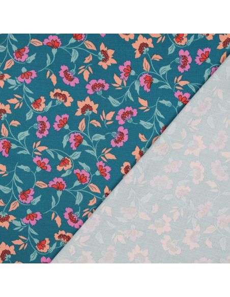 Tessuto viscosa pesante stretch Rosella - Blu petrolio