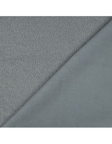 Tessuto pile Teddy double face - Grigio blu