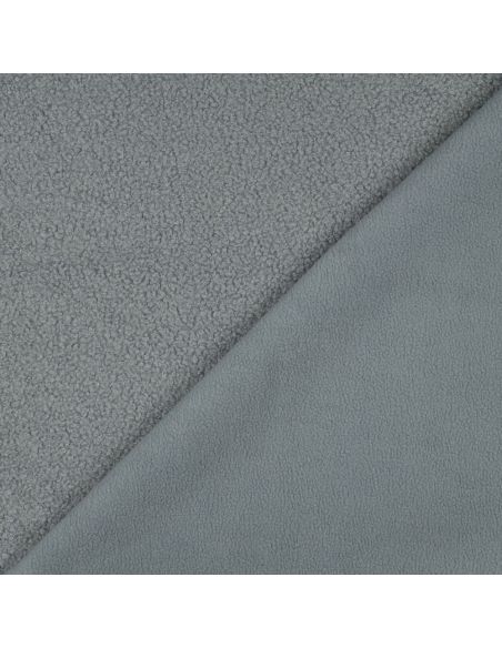 Tessuto pile Teddy double face - Grigio blu