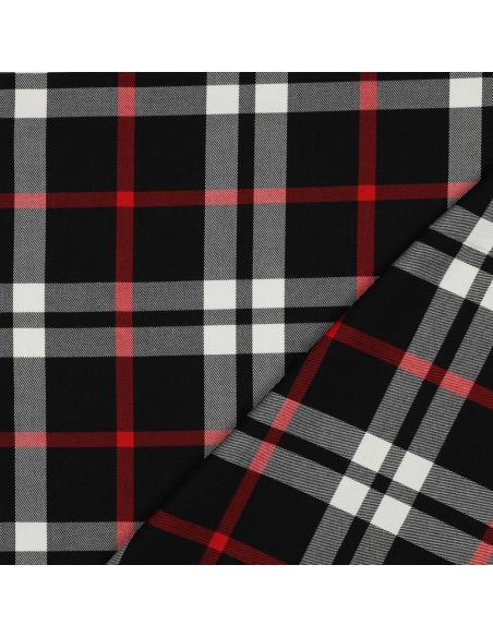 Tessuti tartan scozzesi - Nero, bianco e rosso