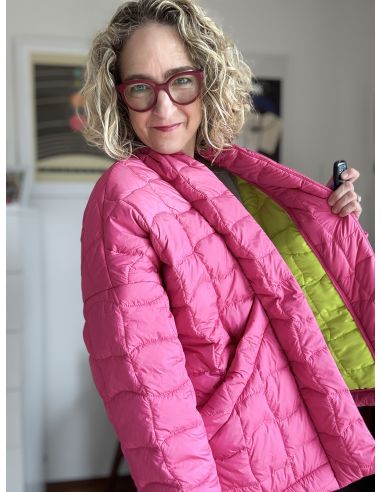 Tessuto trapuntato double face pop - Rosa e giallo