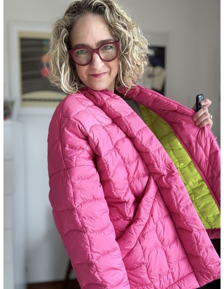 Tessuto trapuntato double face pop - Rosa e giallo