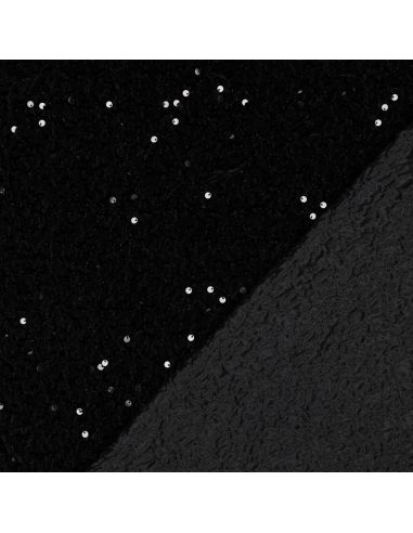 Tessuto paillettes panne di velluto - Nero