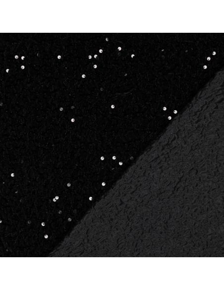 Tessuto paillettes panne di velluto - Nero