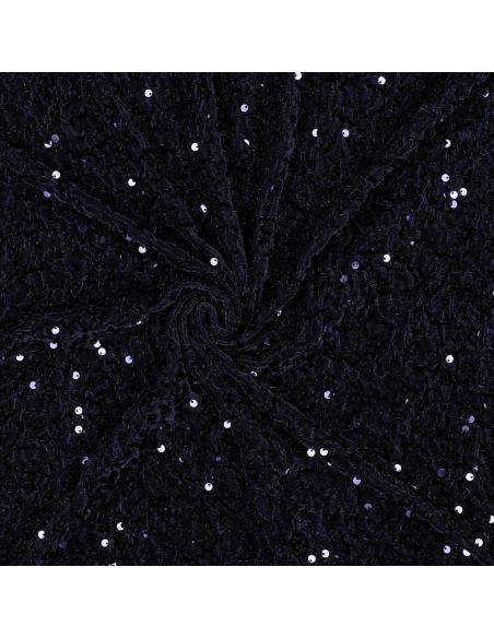 Tessuto paillettes panne di velluto - Blu marino