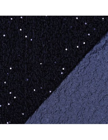 Tessuto paillettes panne di velluto - Blu marino