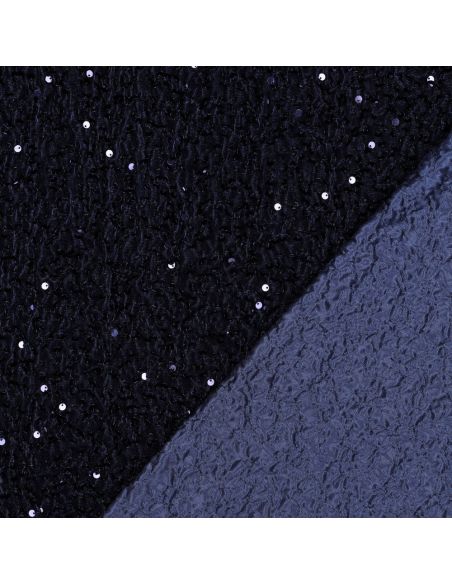 Tessuto paillettes panne di velluto - Blu marino