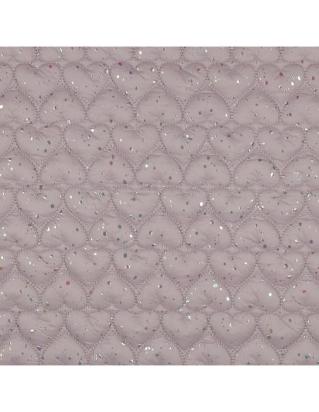 Tessuto trapuntato cuore iridescente - Rosa cipria