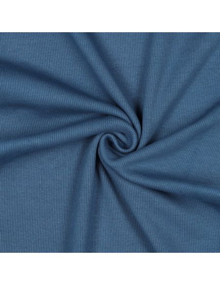Tessuto jersey a coste - Blu jeans