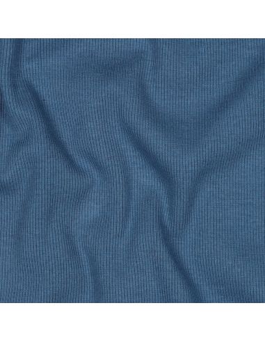 Tessuto jersey a coste - Blu jeans