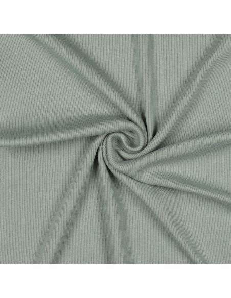 Tessuto jersey a coste - Verde grigio