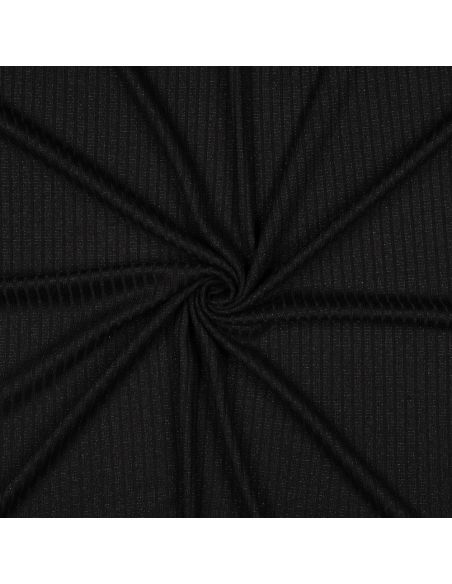 Tessuto a maglia a coste lurex - Nero argentato