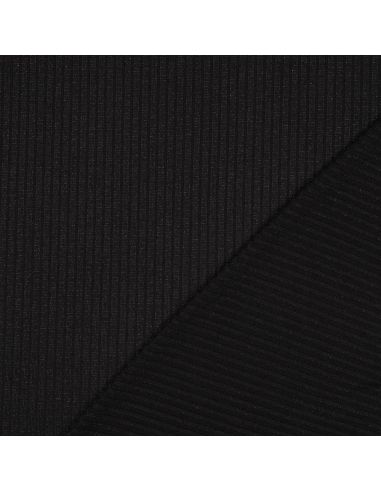 Tessuto a maglia a coste lurex - Nero argentato
