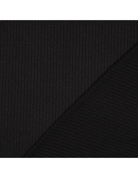 Tessuto a maglia a coste lurex - Nero argentato