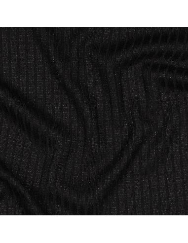 Tessuto a maglia a coste lurex - Nero argentato