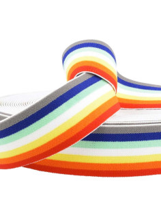 Elastico fantasia a righe arcobaleno 40 mm