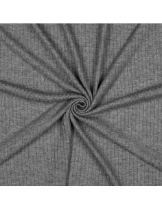 Tessuto a maglia a coste lurex - Grigio argento