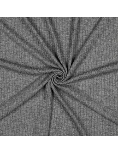 Tessuto a maglia a coste lurex - Grigio argento