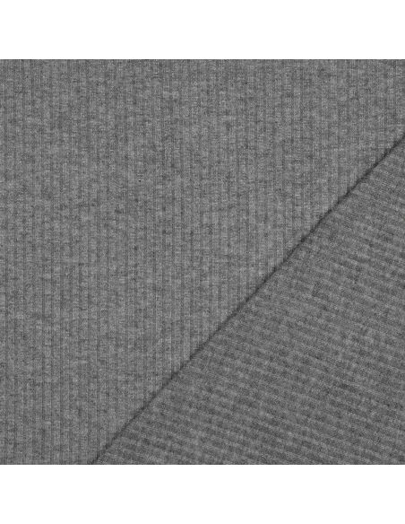 Tessuto a maglia a coste lurex - Grigio argento