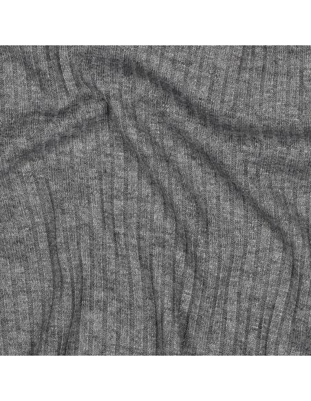 Tessuto a maglia a coste lurex - Grigio argento