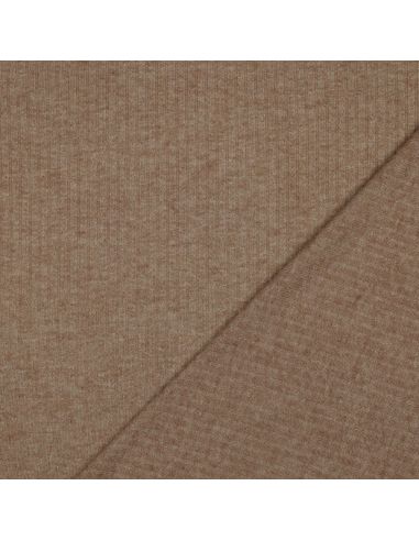 Tessuto a maglia a coste lurex - Beige dorato