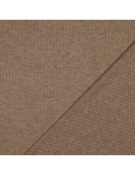 Tessuto a maglia a coste lurex - Beige dorato