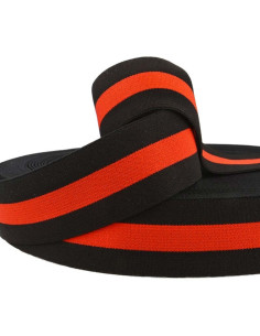 Elastico fantasia a righe nero e rosso 40 mm