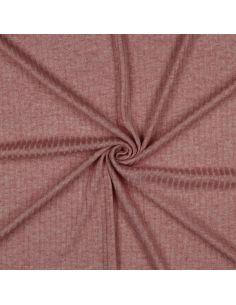 Tessuto a maglia a coste lurex - Rosa dorato