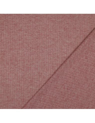 Tessuto a maglia a coste lurex - Rosa dorato