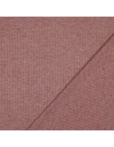 Tessuto a maglia a coste lurex - Rosa dorato