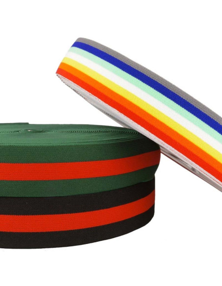 Elastico fantasia a righe nero e rosso 40 mm