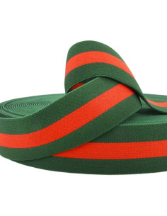 Elastico fantasia a righe verde e rosso 40 mm
