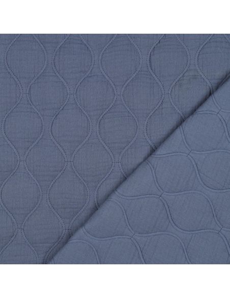 Tessuto trapuntato doppia garza - Blu jeans