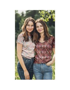 Tessuto jersey stampato Clara - Sfondo bianco 2