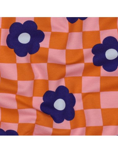 Tessuto felpato leggero a fiori - Arancione