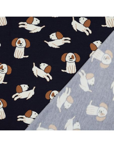 Tessuto felpato leggero cani - Blu marino