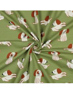 Tessuto felpato leggero cani - Verde