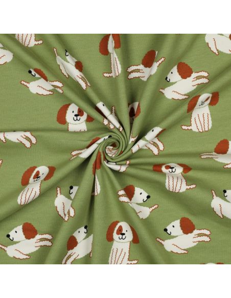 Tessuto felpato leggero cani - Verde