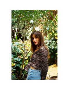 Tessuto viscosa lurex - Animale marrone 2